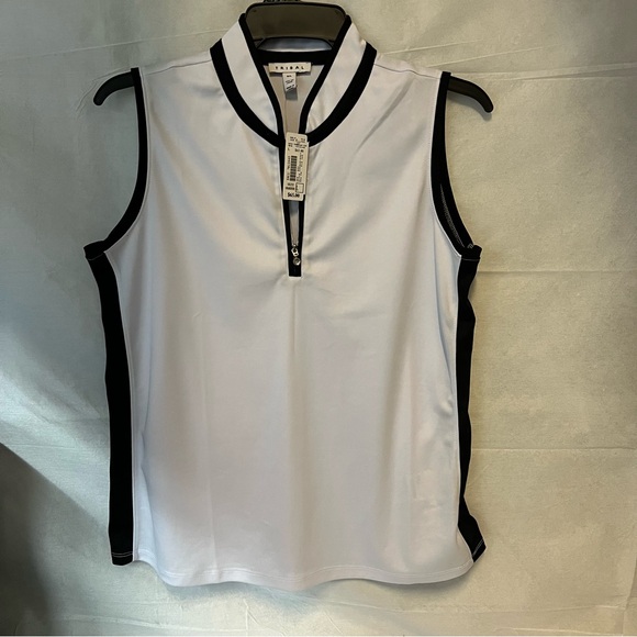 NWT Tribal Polo Sleeveless Top Shirt Active Collar Mandarin size large - Picture 10 of 14